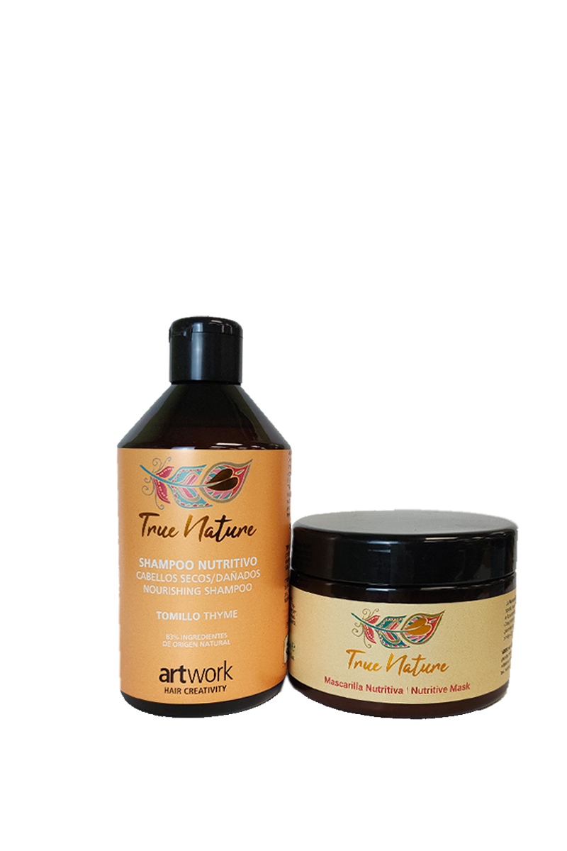 Dúo cabello seco o dañado True Nature, 500 ml.